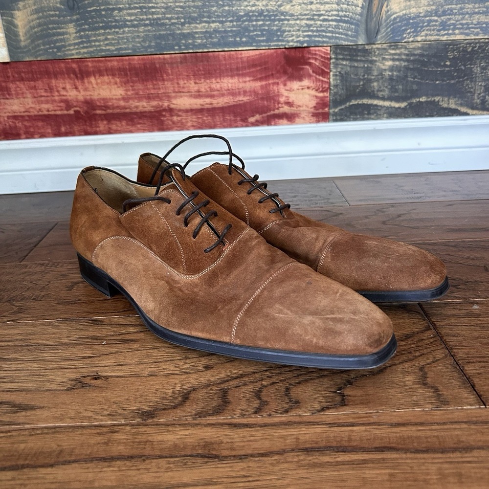 Magnanni Suede Leather Derby Loafers Dress Shoes Brown 13 Men’s